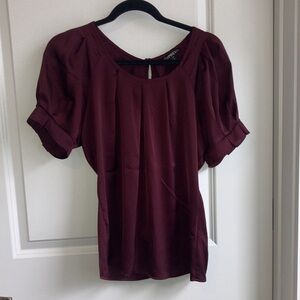Express Rich Burgundy Short Sleeve Blouse